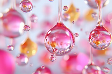 Aufkleber - Delicate Water Droplets with Colorful Reflections and Soft Focus in a Dreamy Background