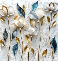 Poster - Printed dried flower pattern isolated on white