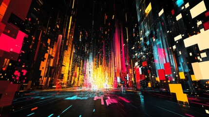 Leinwandbilder - A dynamic financial graph showing fluctuations in stock prices, with bold colors and D effects, emphasizing the fast-paced nature of the business world.