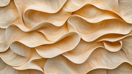 Poster - Elegant Flowing Beige Abstract Textured Pattern Smooth Curvy Wave Shapes and Forms Organic Dynamic Digital