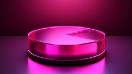 Poster - a futuristic d pie chart with transparent slices and glowing edges, positioned on a tech-inspired ba