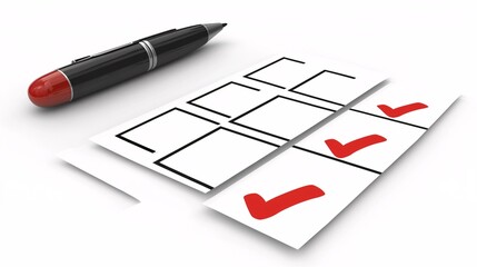 Poster - Insurance Risk Assessment detailed image of a checklist being marked during a risk evaluation session Stock Photo with side copy space