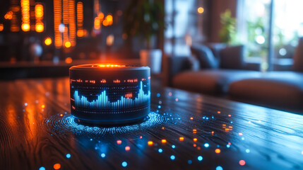 Poster - Smart Home Device with Virtual Assistant Displaying Cryptocurrency Portfolio Insights