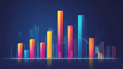 Poster - A modern bar graph displaying quarterly revenue growth, with vibrant bars and an elegant layout, symbolizing success in business finance.