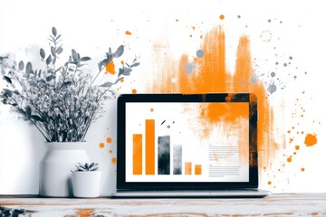 Aufkleber - A flat design of a laptop screen with a video call interface, symbolizing a virtual job interview
