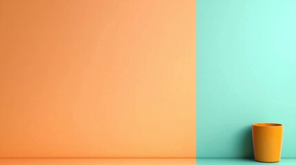 Poster - Vibrant Orange and Turquoise Minimalist Abstract Background with Copy Space