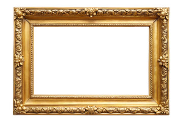 Elegant vintage golden photo frame with wooden borders 