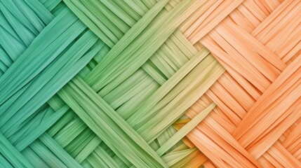 Poster - Vibrant Green and Orange Interlaced Abstract Geometric Pattern Background