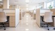 © oksa_studio - Open plan office with beige workstations and ergonomic chairs providing natural light