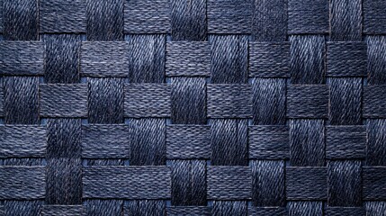 Poster - Intricate Woven Textile with Geometric Dark Blue Patterns
