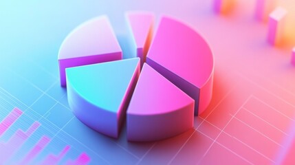 Poster - a stunning d pie chart with intricately designed segments, set against a gradient backdrop, emphasiz