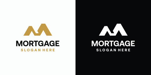 Poster - Vector logo design of initial letter M in the form of a house roof with a modern, simple, clean and abstract style. Icon for business, housing, mortgage and personal branding.
