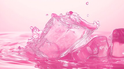 Poster - water splash in pink background