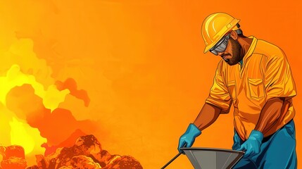 Poster - Hardworking Construction Worker Wielding Welding Tool in Hazardous Industrial Environment