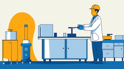 Poster - Engineer Analyzing Test Results in Modern Laboratory Workspace