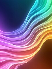 Poster - Abstract Wave Patterns in Vibrant Colors, Flowing and Curving in a Digital Space