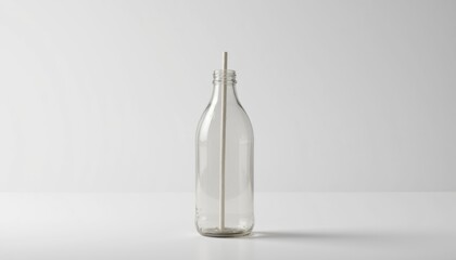 Aufkleber -  Clear plastic bottle with a straw, centered in the frame, no distractions, just the bottle with a slight shadow for depth