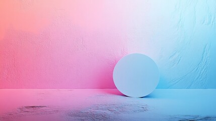 Canvas Print - Circular object stands against a gradient background highlighting creative potential and minimalistic design in a modern artistic setting