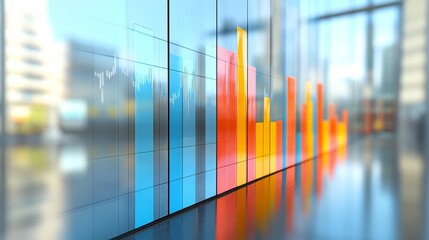 Leinwandbilder - A vibrant financial graph displaying sales data by region, with distinct color-coded sections and clear labeling, set against a subtle background.