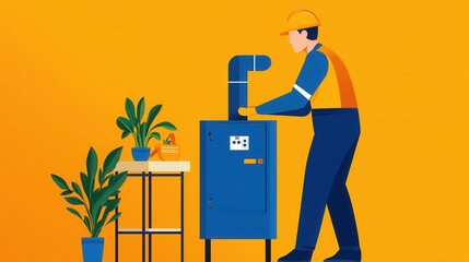 Poster - Skilled Technician Repairing Electrical Equipment in Industrial Workshop