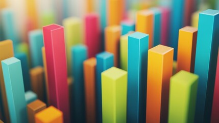 Poster - A visually striking D bar graph displaying comparative data, with layered bars in different colors, creating a sense of depth and complexity in financial analysis.