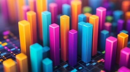 Poster - A visually striking D bar graph displaying comparative data, with layered bars in different colors, creating a sense of depth and complexity in financial analysis.