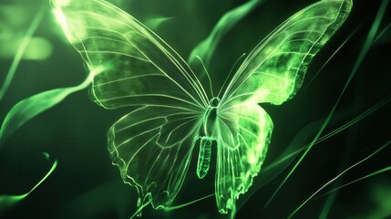 Wall Mural - green abstract background with elegant waves