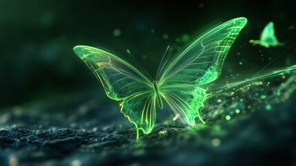 Wall Mural - green abstract background with elegant waves