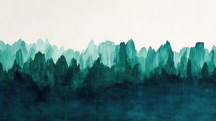 Poster - Beautiful abstract watercolor landscape artwork featuring green tones and soft gradients.