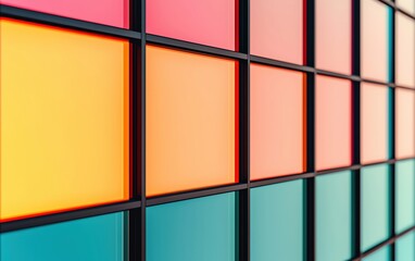 Poster - Colorful abstract wall panel design with vibrant squares and modern aesthetic.