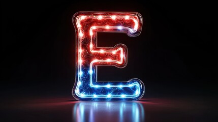 Poster - vibrant neon letter e lighting up the night with glowing illumination and bold typography
