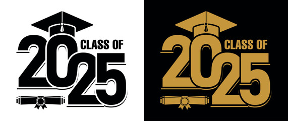 lettering class of 2025 for greeting, invitation card. text for graduation design, congratulation ev