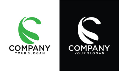Poster - Creative Initial Letter S Logo with leaves.