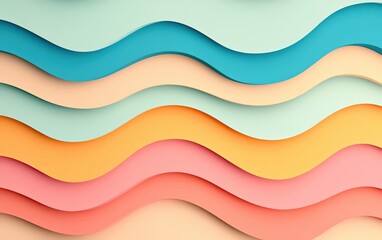 Poster - Colorful wavy layers of paper create a modern, vibrant abstract background.