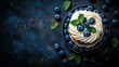 © Rizqiana - Blueberry pancakes with cream and mint on dark background. (1)