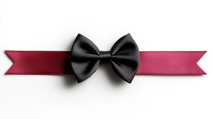 Wall Mural - Elegant black satin bow on deep red ribbon, perfect for gifts and decorations. This artistic rendering showcases stylish combination of colors and textures