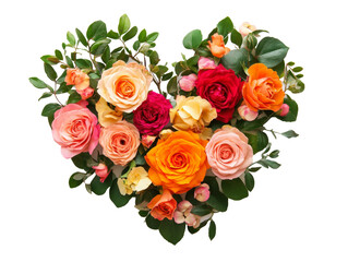 Wall Mural - Colorful roses arranged in heart shape for decor