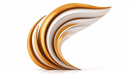 Poster - Flowing Orange and White Curved Abstract 3D Geometric Shapes