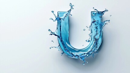 Poster - Blue Splashing Water Liquid Flowing Dynamic Swirling Abstract Background