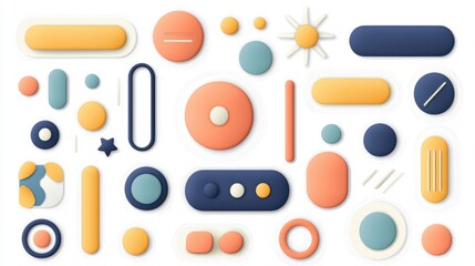 Poster - Colorful Abstract Geometric Shapes Minimal Design Composition Banner Background