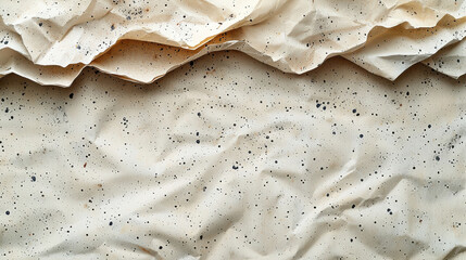 Poster - Crumpled textured paper with speckles in beige and brown tones, creating organic and natural look. Ideal for backgrounds or artistic projects