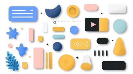 Poster - Abstract Geometric Shapes and Patterns in Pastel Colors for Modern Digital and Graphic Design