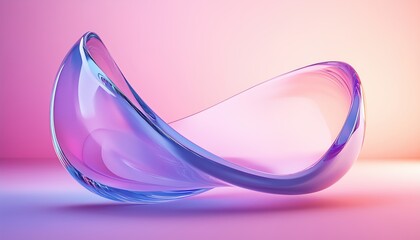 Poster - Rendering Of Digital Gradient Transparent Curve Glass In An Artistic Style. Features A Smooth Gradient Effect On A Transparent Curved Surface.