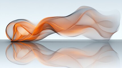 Canvas Print - Abstract flowing shapes with orange and gray tones