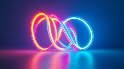 Poster - Abstract Neon Light Swirls Intertwined Design