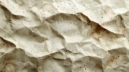 Poster - Crumpled textured paper background with natural grain and speckles, ideal for eco friendly designs and crafts. Perfect for artistic projects and creative presentations