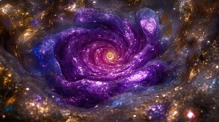 Wall Mural - Cosmic spiral of vibrant purple and gold galaxies