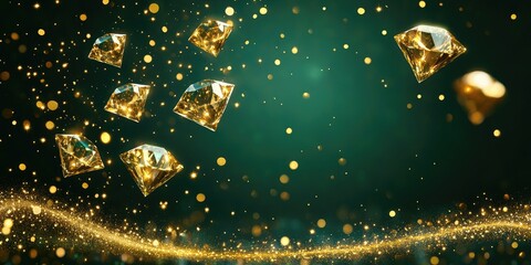 Poster - Shimmering diamonds against a sparkling green background