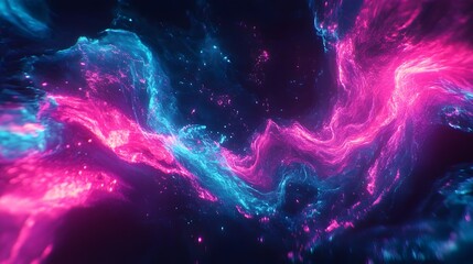 Poster - Abstract Cosmic Nebula Pink Blue Swirling Energy