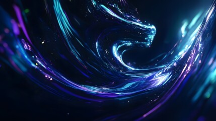 Poster - Abstract swirling neon blue and purple liquid art